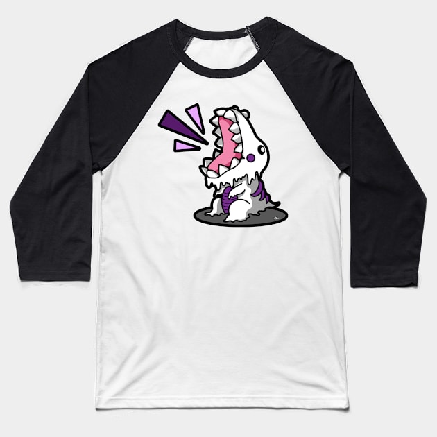 SM3GMASAURUS REX WHITE (PURPLE) Baseball T-Shirt by KnavishApparel